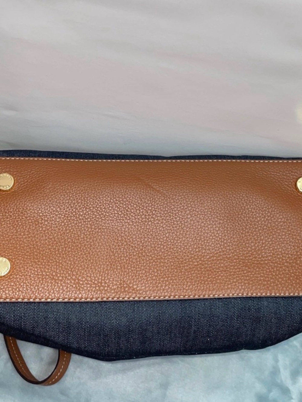 Michael Kors Tan Leather & Dark Denim Tote - Picture 3 of 11
